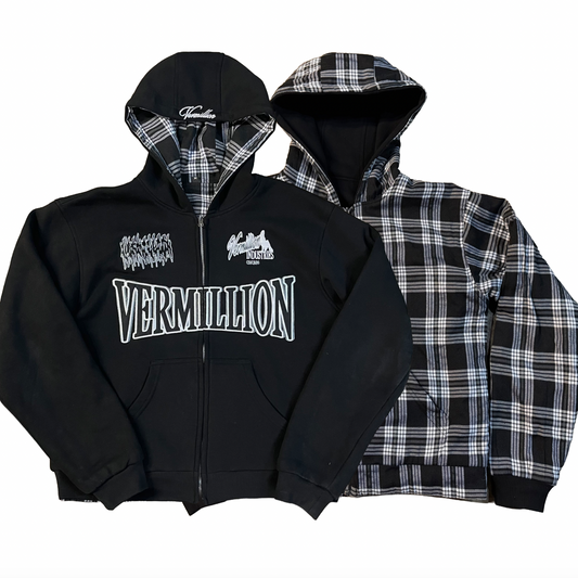 BLACK PLAID REVERSIBLE ZIPUP