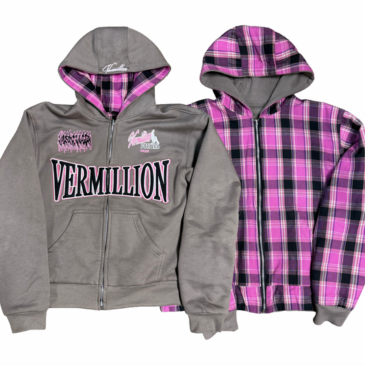 PINK PLAID REVERSIBLE ZIPUP