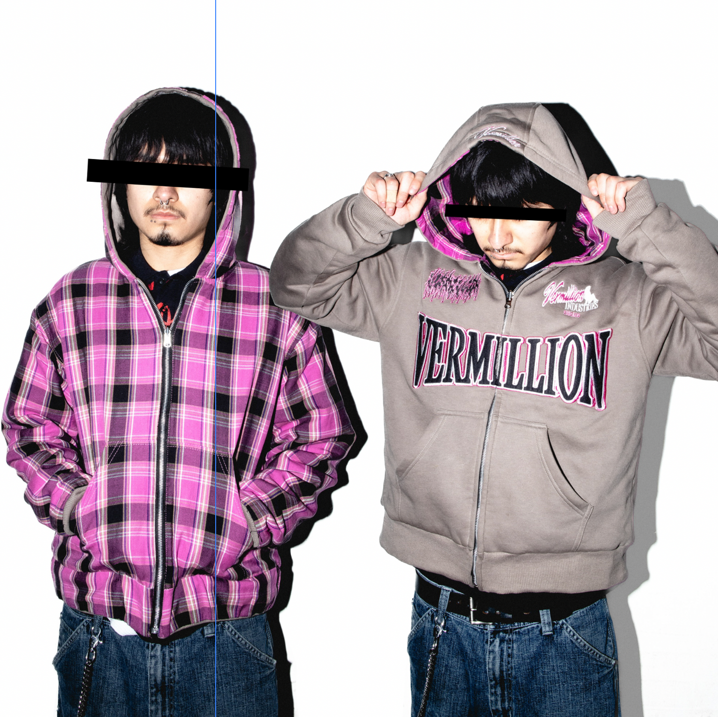 PINK PLAID REVERSIBLE ZIPUP