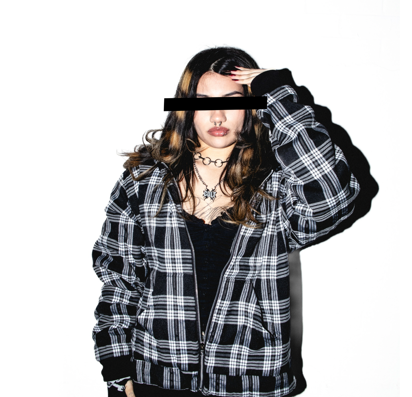 BLACK PLAID REVERSIBLE ZIPUP